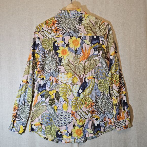 J McGlaughlin Womens Button Up Floral Toucan Tropical Art Artsy Small - Picture 6 of 8